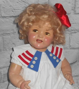 22" SHIRLEY TEMPLE BABY composition & cloth IDEAL DOLL htf Larger size marked - Imagen 1 de 22