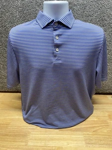 KJUS Shirt Mens 50 Medium Blue Striped Comfort Fit Performance Golf Polo UPF 30+ - Picture 1 of 12