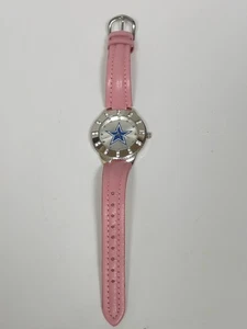 Dallas Cowboys Ladies Wrist Watch Pink Leather Band 7.5" Fit Logo Star Graphic - Picture 1 of 9