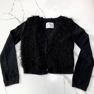 Justice | Cárdigan suéter negro con botones difuso para niñas talla 8 Foto 1 de 4