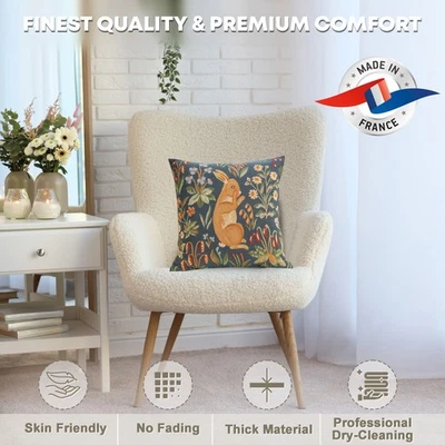 19x19 in Throw Pillow Cover – Medieval Rabbit – Decorative Pillow Cover – New - Image 1 of 4