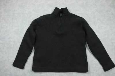 Винтажный женский свитер Banana Republic большой черный шерстяной пуловер на молнии из мериноса - Изображение 1 из 4
