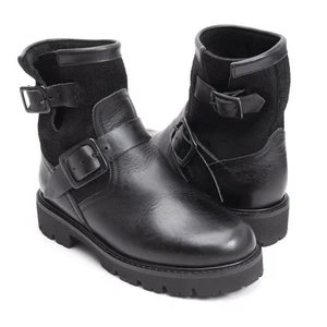 Y's Double Belted DesIgn Leather Boots Size 2(About US 6)(K-162640) - Picture 1 of 12