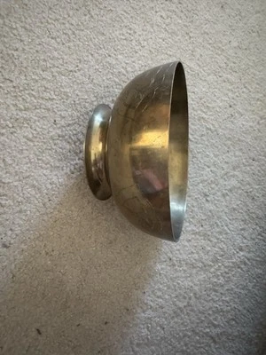 Enorme cuenco dragón chino antiguo de latón macizo/pesado marcado China 8-1/2 D x 4 H Foto 1 de 4