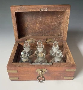 RARE Antique Victorian Era Indian 1900s Inlaid Wooden Perfume Bottle Lock Box - Picture 1 of 14