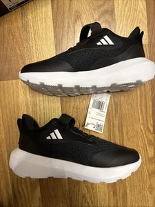 Adidas FortaRun Youth Boys Girls Slip-on Sneakers Size 1Y Black White Low Top - Picture 1 of 4