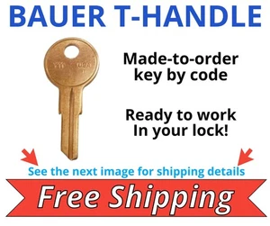 Bauer T-Handle lock Replacement Key Camper Truck Cap Topper Precut to Code K169 - Bild 1 von 4