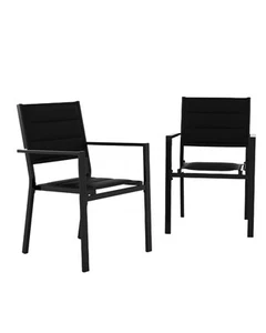Patio Stackable Chairs Set of 2, Outdoor Aluminum Stacking Dining Chairs with... - Picture 1 of 7