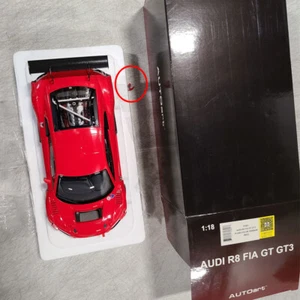 DAMAGED 1/18 Autoart 81601 AUDI R8 FIA GT GT3 Plain Color Version Red Model Car - Picture 1 of 16
