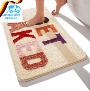 QJHOMO Beige Badezimmerteppich Bunt Badematte Rutschfest Waschbar Badteppich Spa - Bild 1 von 12