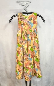 Handmade Size 10 Girls Long Babydoll Summer Jewel Neck Butterfly Print Dress - Picture 1 of 5