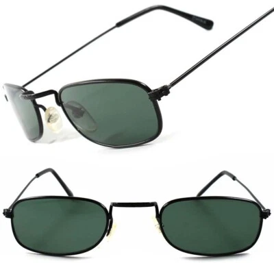 Gafas de sol clásicas vintage retro años 70 moda pequeñas lentes verdes negras rectangulares Foto 1 de 4