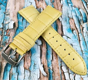 Hadley Roma 24 mm Thick, Padded & Stitched Genuine Leather Yellow Band. MS898 - Picture 1 of 12
