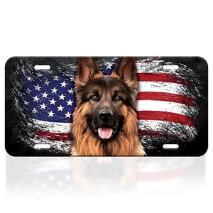 Perro Pastor Alemán Bandera EE. UU. Amantes de los Perros Novedad Placa Automática 6x12" - Imagen 1 de 7