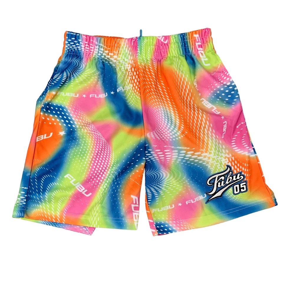 Forever 21 x Fubu Corto Mujer M Cintura Elástica Bordada Malla Tejido Abstracto Foto 1 de 4