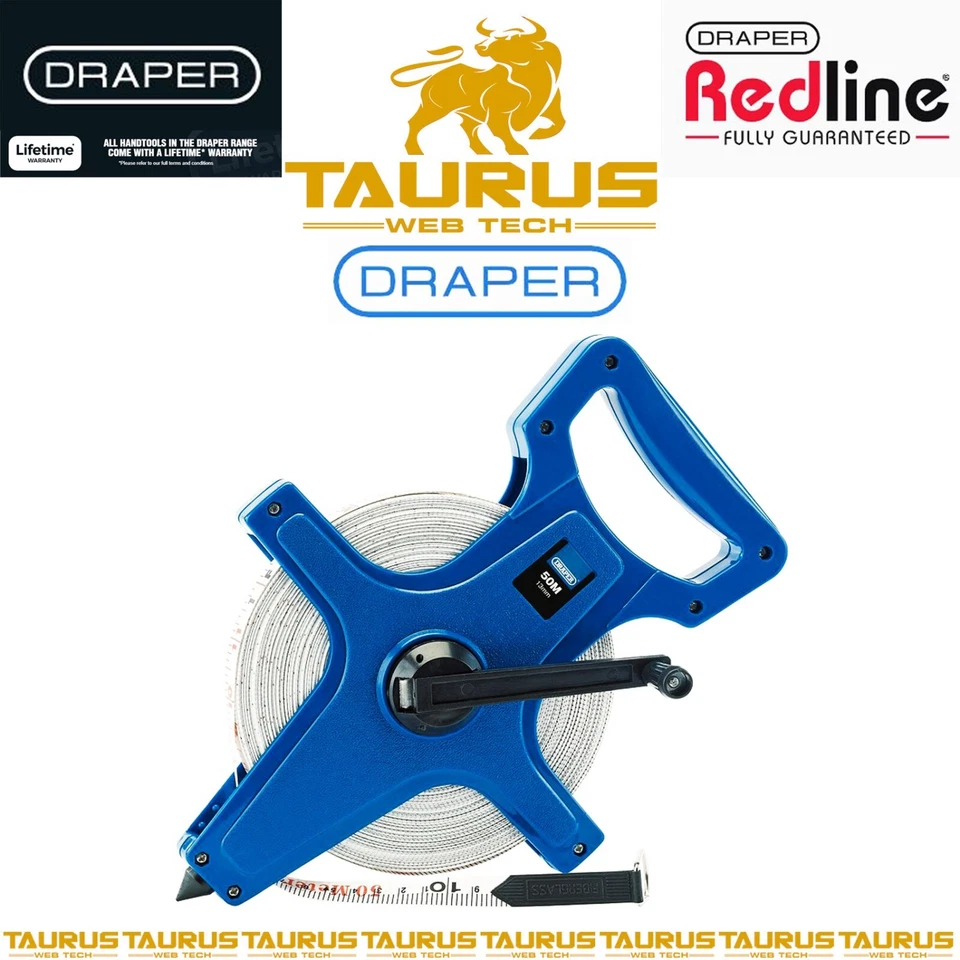 50M DRAPER Fibreglass Surveyors Measuring Tape EC Class III 165ftx13mm ABS Case - Image 1 of 1
