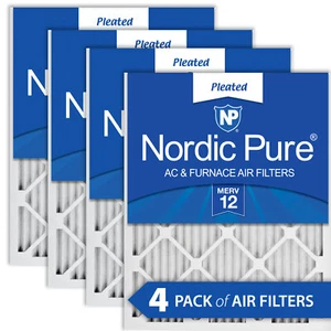 18x20x1 (17_1/2x19_1/2) Pleated MERV 12 Air Filters 4 Pack - Picture 1 of 7