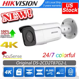 Telecamera IP 4MM originale Hikvision 4K 8MP AcuSense ColorVu Bullet DS-2CD2T87G2-L - Foto 1 di 8