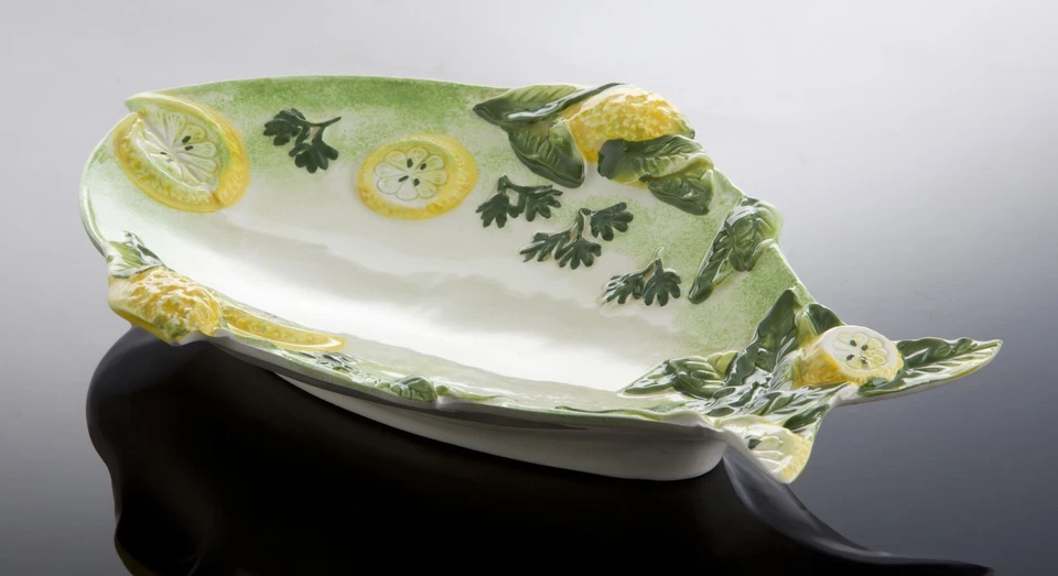 BASSANO Fischteller in Fischform Ausgefallene italienische Keramik 29x20 Relief - Bild 1 von 1