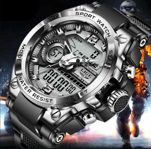 LIGE Digital Men Military Watch 50m Waterproof Wristwatch LED Quartz Clock Sport