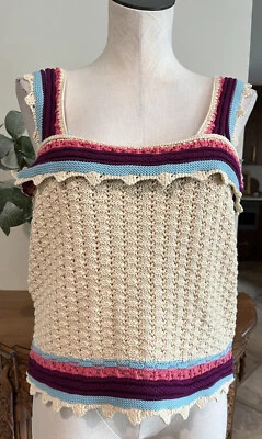 Andrew Marc Nueva York Mujer L Marfil Suéter Tejido Sin Mangas Top Años 70 Ambiente⼼ TT Foto 1 de 4