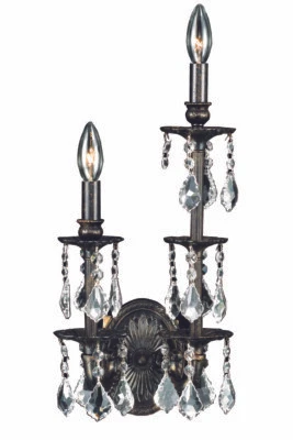 CRYSTAL DARK BRONZE DINING LIVING ROOM BATHROOM HALLWAY WALL SCONCE 2 LIGHT 17" - Image 1 of 2