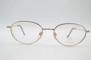 Vintage Aigner EA 286 Gold Braun Oval Brille Brillengestell eyeglasses NOS - Picture 1 of 6