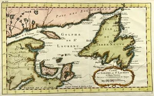 1775, Jacques Nicolas Bellin, St. Lawrence Bay, Canada, map - Picture 1 of 3