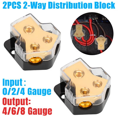 OCTODER 2PCS Power Ground Amp Distribution Block 0/2/4 Gauge Input 4/6/8 Gauge Output