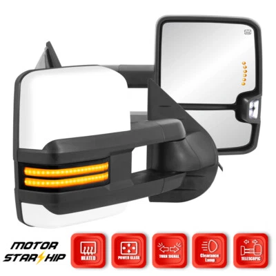 2x Switchback White Painted Tow Mirrors for 2008-2013 Silverado 1500 2500HD 3500 - Image 1 of 4