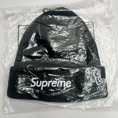 NUEVO Gorro Supreme X New Era Logo Caja FW23BN26 Negro Auténtico Stock Muerto Foto 1 de 3