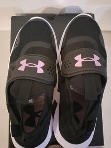 UNDER ARMOUR Girls Runplay Slip-On Light Running Shoe Black Size6 bigkid MRSP 50