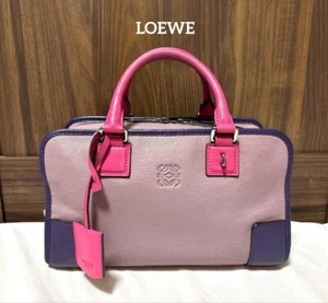 LOEWE Amazona 28 Handbag Tricolor Pink Cowhide Leather Tote Bag from Japan USED - Picture 1 of 16