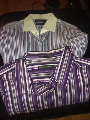 Camisas sociais masculinas Ralph Lauren polo e Geoffrey Beene grandes conjunto de 2 - Imagem 1 de 4