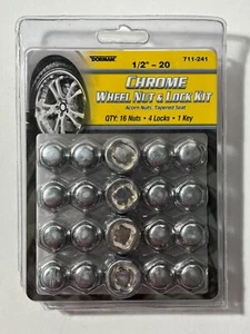 Dorman Chrome Wheel Nut & Lock Kit Acorn Nuts, Tapered Seat 711-241 1/2"- 20 New - Bild 1 von 3