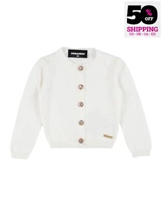 RRP €275 DSQUARED2 Baby Cardigan Size 6M Wool Blend Rhinestone Buttons Logo - Picture 1 of 6