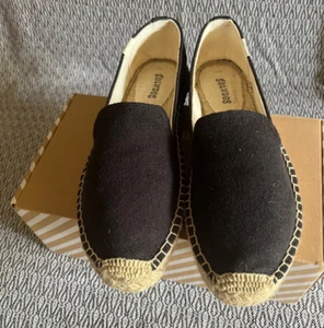 Soludos Womens Slide On Casual Espadrille Flats Black Beige Size 8M - Picture 1 of 4