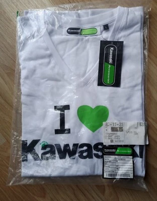 Raro Nuevo Genuino I Love 💚 Camiseta Kawasaki Cuello en V Grande 177SPM0503 Moto  Foto 1 de 4