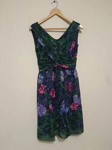 Anna Sui Beautiful Dark Floral Silk Mini Dress Size 8 - Picture 1 of 8