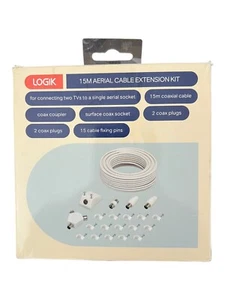 LOGIK Kit Estensione Cavo Aereo 15m Cavo Coassiale 2 Spine Coassiali Inc Accoppiatore Coassiale - Foto 1 di 3