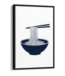 BOWL OF RAMEN NOODLES -FLOAT EFFECT FRAMED CANVAS WALL ART PRINT - Picture 1 of 12