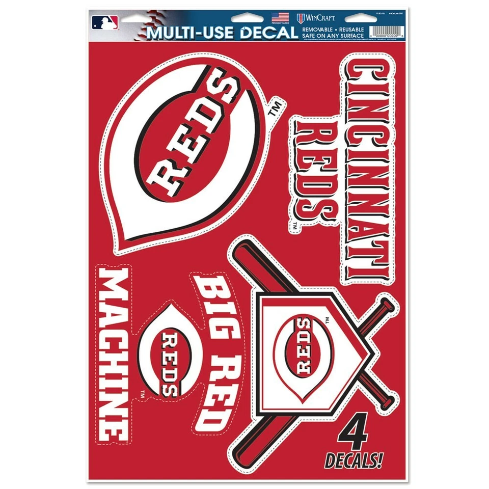 CINCINNATI REDS BIG RED MACHINE 4-PACK MULTI USE REMOVABLE REUSABLE DECALS NEW - Image 1 of 1