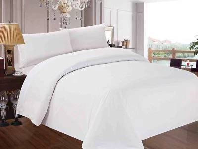 HOTEL QUALITY SHEET/DUVET SET/FITTED 400TC EGYPTIAN COTTON WHITE SOLID US~SIZES - Image 1 of 4