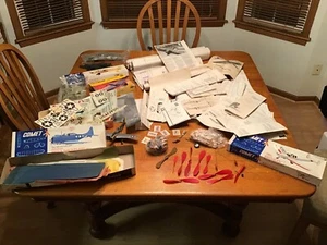 HUGE Vtg Model Airplane Lot Plans, Props, Boxes, Wheels, Wing Paper, Stickers - Picture 1 of 11