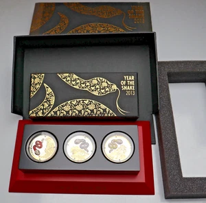 RUANDA: 3x 500 Amafaranga 2013: JAHR DER SCHLANGE, 3x25g 999 SILBER, PP, COA BOX - Bild 1 von 8