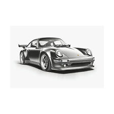 wall art, Porsche 911, Porsche wale tail, home decor, office decor, hand drawn