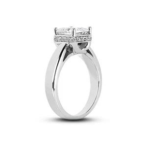 Diamantes naturales princesa 950 plat. 1 3/4ct G VS1 Anillo clásico de piedra lateral - Imagen 1 de 3