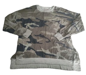Dantelle Long Sleeve L Top Sweatshirt Side Slit Rayon Blend Camo Pullover Shirt - Picture 1 of 12