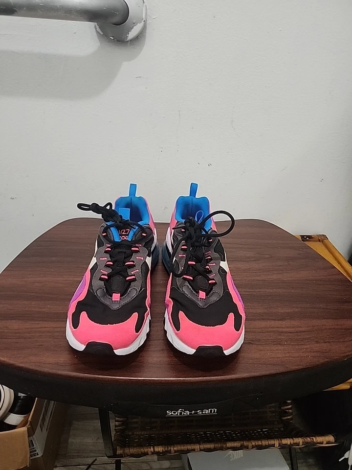 Nike Air Max 270 React (GS) Niñas Talla 7Y Zapatos para Correr Rosa Negro Foto 1 de 4