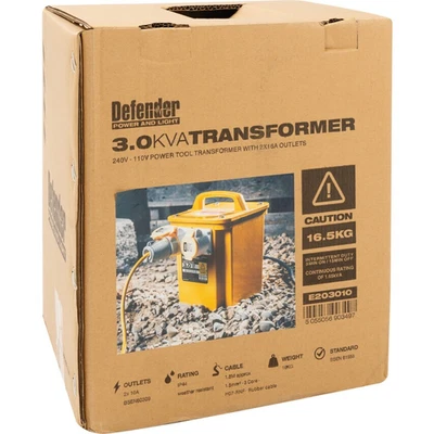 Defender 3.0Kva Transformer Power Tool 2x 16A Outlets Weather Resistant E203010 - Image 1 of 3